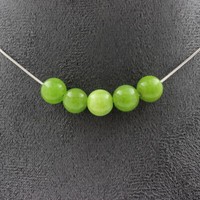 Halskette 5 Perlen Peridot 8 Mm Edelstahlkette Halskette Frauen, MäNner