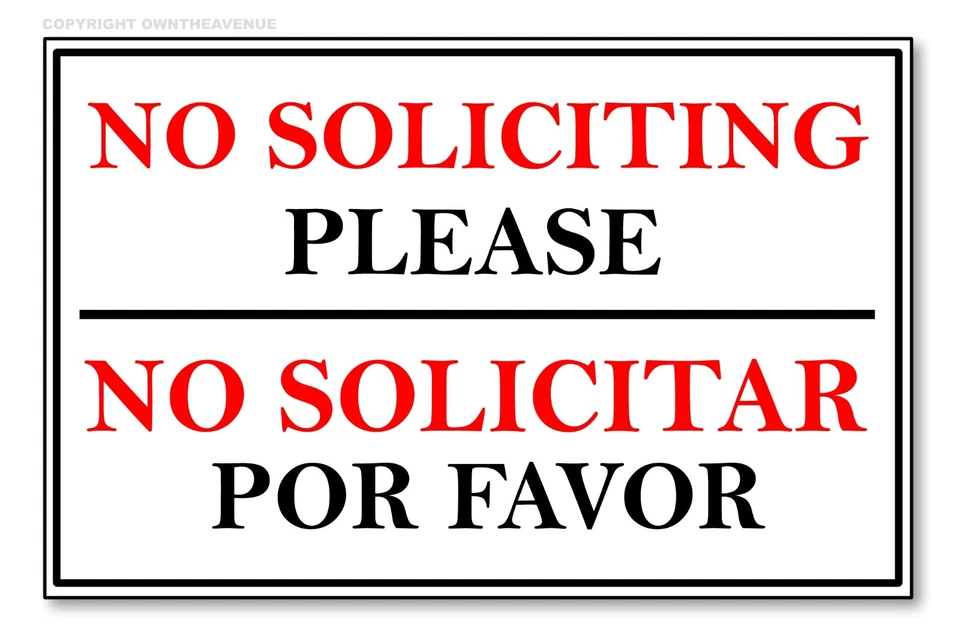 OWNTHEAVENUE No Soliciting Sign Vinyl Decal Door Window Wall Solicitar Sign Sticker Por Favor