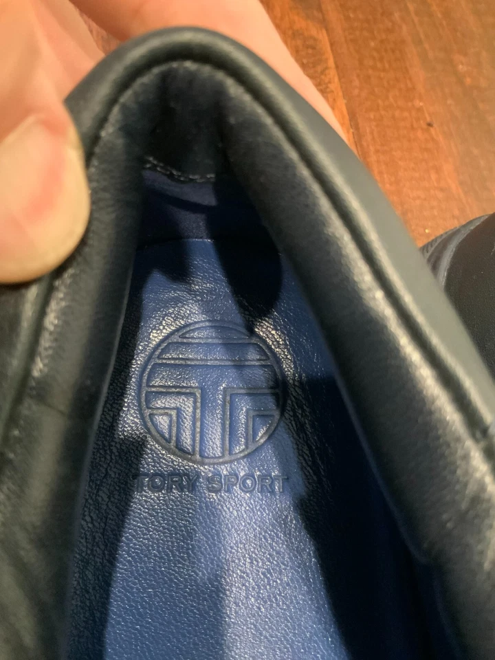 Zapatillas deportivas Tory de cuero azul marino con cordones con volantes, talla 6,5 (EE. UU.) Foto 4 de 4