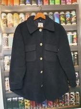 Us Polo Assn. Womens Large Teddy Overshirt Jacket Shacket Blue Button Rare