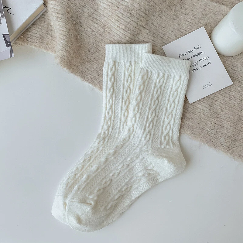 5 Pairs of wool socks women's winter mid-tube socks thick warm solid color socks - Image 3 of 4