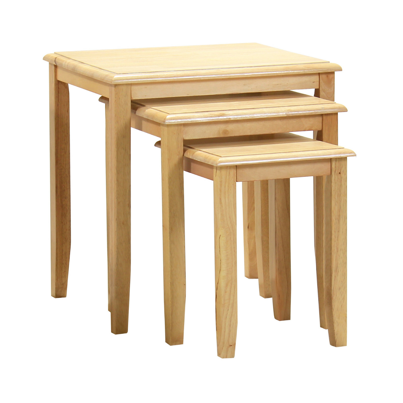 Nest of Tables Lamp Side End Table Three Piece Traditional Wooden Natural Finish