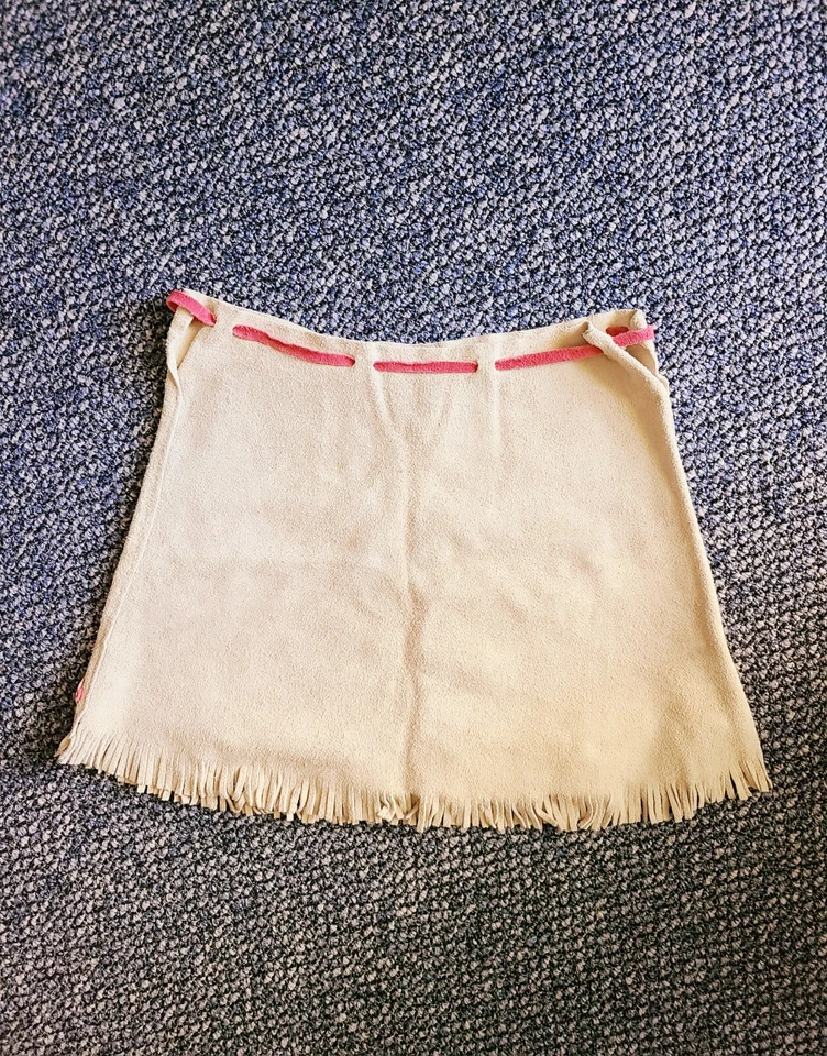 Falda Disfraz Infantil Nativo Americano Vintage John R. Craighead Piel de Vaca Flecos Foto 4 de 4