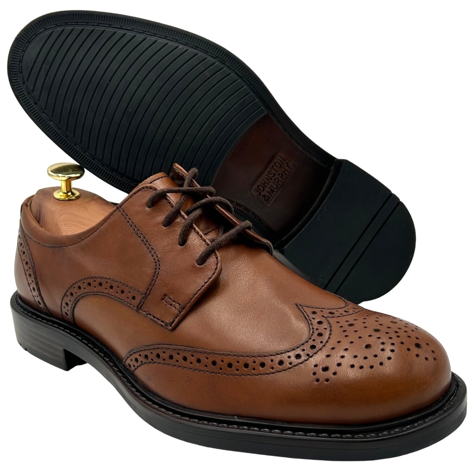 SAOLA Scarpe eleganti Johnston & Murphy da uomo taglia 7 5 in pelle marrone Derby Oxford a coda di rondine