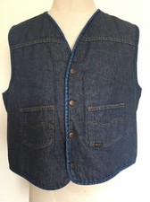 Genuine Roebucks by Sears Vintage 60s Dark Denim Sherpa Vest Western XL