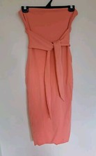 Salmon Pink Kookai Belted Cut Out Back Tube Dress Size 2 12 Medium $4 EXPRESS