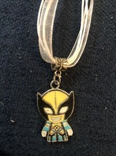 NEW Disney Enamel Charm Marvel Wolverine Superhero White Organza Ribbon Necklace