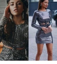 ZARA Sequinned With Front Knot Dress Size S Genuine Zara