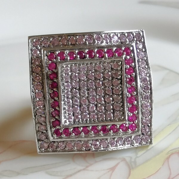 Grosse bague argent 925 rose clair accessoire idéal pour vos soirées d'été