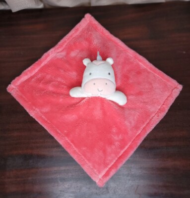 Sandy & Simon Unicorn Baby Lovey Security Blanket Pink White Glitter Horn Soft 