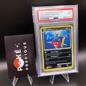 PSA 9 - CARVANHA Reverse Foil 2009 Platinum Rising Rivals 58/111 Sharpedo Lv. 13