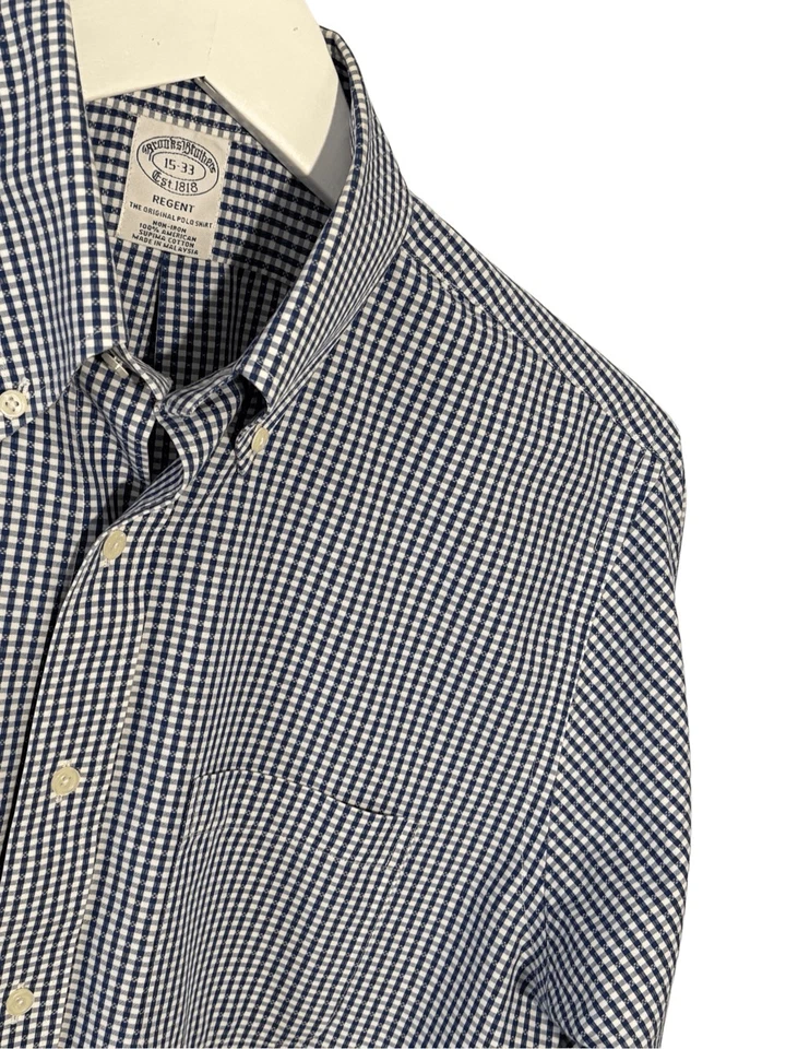 Brooks Brothers Regent No Iron navy and white checked dress shirt - 15/33 - Image 2 of 4