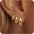 Small Gold Hoop Earrings Set for Women,14K Gold Plated Hypoallergenic Lightweigh