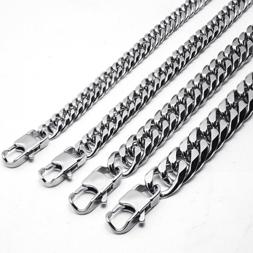Mode Grob Herren Silber Edelstahl Glieder Panzerkette Halskette 9mm-21mm - Bild 4 von 18