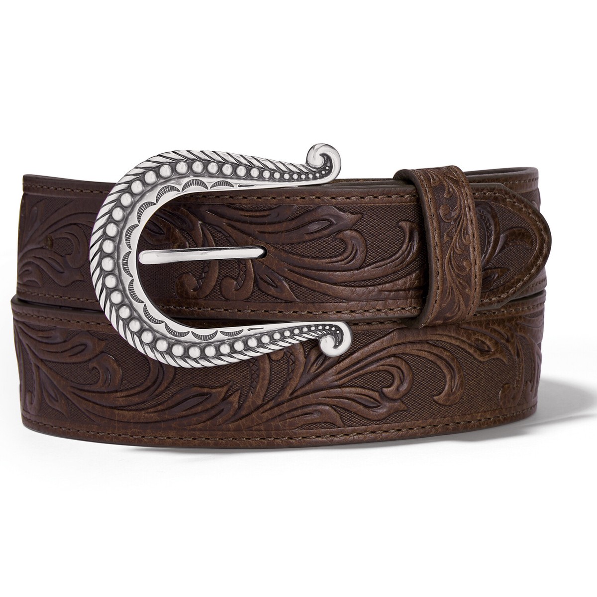 Justin Ladies Distressed Tooled Dark Brown Leather Belt C21555 | eBay