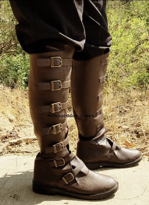 Brown Renaissance Steampunk Pirate Firefly Road Warrior Boots | eBay
