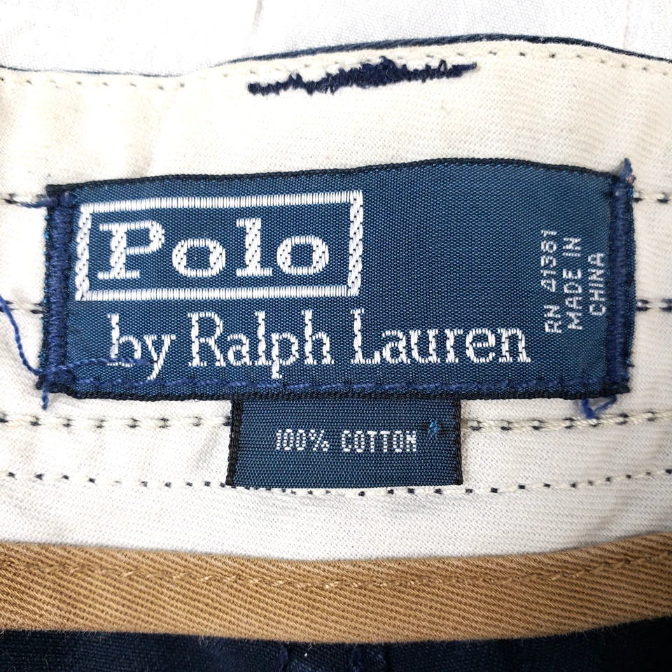 Polo Ralph Lauren Para Hombres Talla 34 Clásico Chino Carga Corto Desteñido Azul Lona Grunge Foto 4 de 4