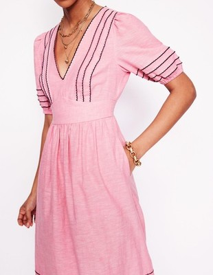 Boden Baby Pale Pink Smocked Waist Linen Dress - BNWT 156 - Size 14 R |  eBay