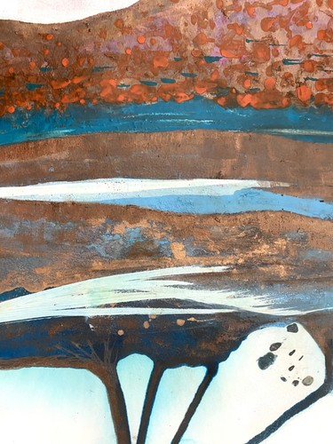 Abstract Mixed Media Painting on 11 X 15” Paper Contemporary Landscape - Picture 2 of 2
