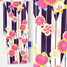 Purple Cotton Yukata Kimono, 163cm, Used