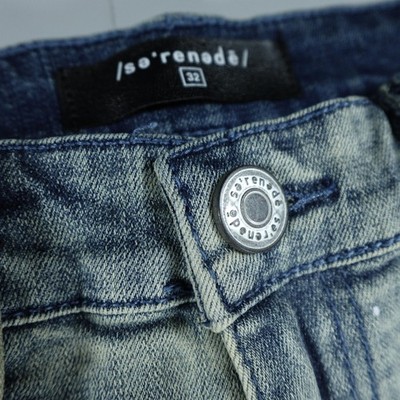 Serenade Jeans Mens 32x32 Blue Skinny Paint Splatter Distressed