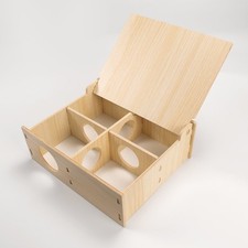Multi-Chamber Wooden Hamster Hideout Tunnel Durable Natural Wood Cage 1 PCS
