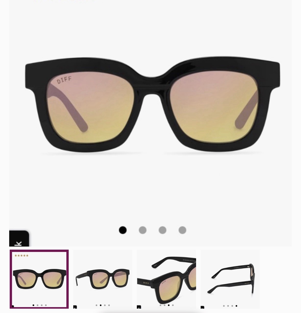 DIFF Makay Oversized Square Sunglasses Black Plas… - image 4