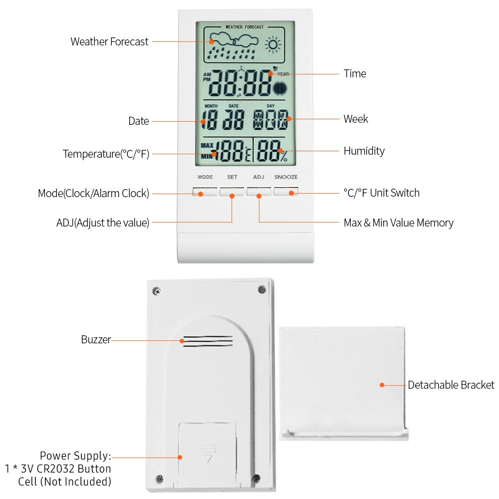 Mini Digital Thermometer Indoor Hygrometer Room ℃/℉ Temperature Humidity Monitor