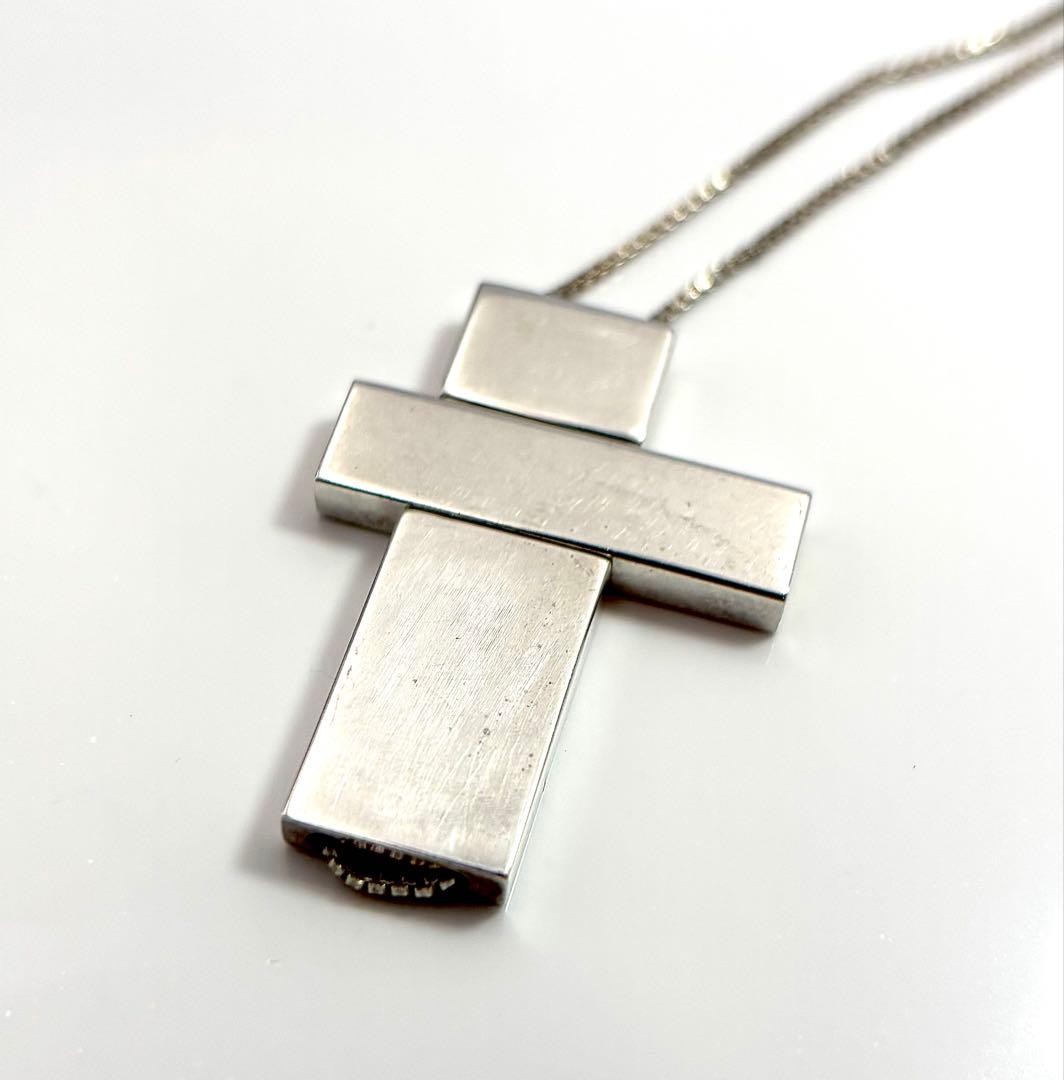Auth Gucci Split Cross Necklace Silver Accessory … - image 2