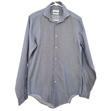 Calvin Klein Men's Blue Dress Shirt Slim Fit Button Up Size 15 Neck 34 Sleeve