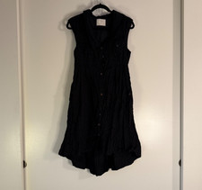 Anthropologie Post Mark Four Corners Dress Size 8 Button Embroidered Black