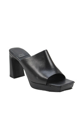 Jeffrey Campbell Womens Leather Square Toe Platform Shoes Black Size 7.5