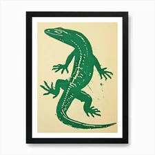 Forest Green Skinks Lizard Bold Blo Framed Wall Art Poster Canvas Print Picture