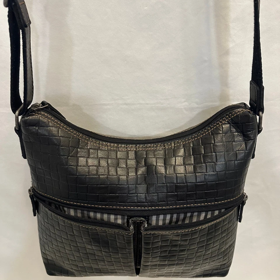 Bolso hobo tejido de cuero negro Jack Georges Foto 3 de 4