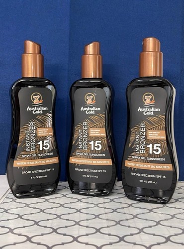 (3) Australian Gold Instant Bronzer Lotion Sonnencreme LSF 15 wasserfest