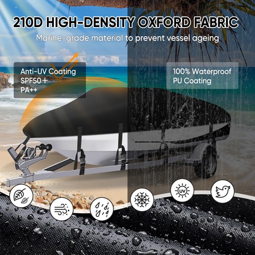 NEVERLAND 17-19Ft Aluminum V-hull Bass Boat Trailerable Waterproof Boat Cover - 第 8/13 張圖片