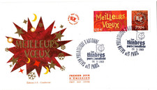 3623+ FDC  ENVELOPPE 1er JOUR    MEILLEURS VOEUX  AVEC VIGNETTE