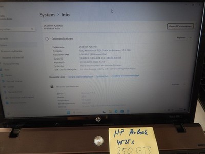HP ProBock 4525s AMD Athlon ll p320 DualCore Processor 2,10 GHz