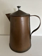 Large Vintage Hand Made Copper Water Pitcher Jug Coffee Pot With Lid