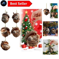 5PCS Whimsical Forest Animal Christmas Ornaments - Perfect for Home Decor