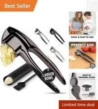 Ergonomic Garlic Mincer Tool Set - Easy Squeeze & Clean, Large Bowl Design