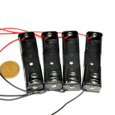 4 Pack Single AA Battery Holders 1.5V Plastic Case w/ Lead Wires C20