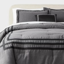 8pc King Applique Border Comforter and Sheet Set Gray - Threshold