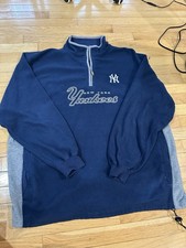 Vintage New York Yankees 1/4 Zip Pullover Sweater Men?s L Navy Blue Long Sleeve