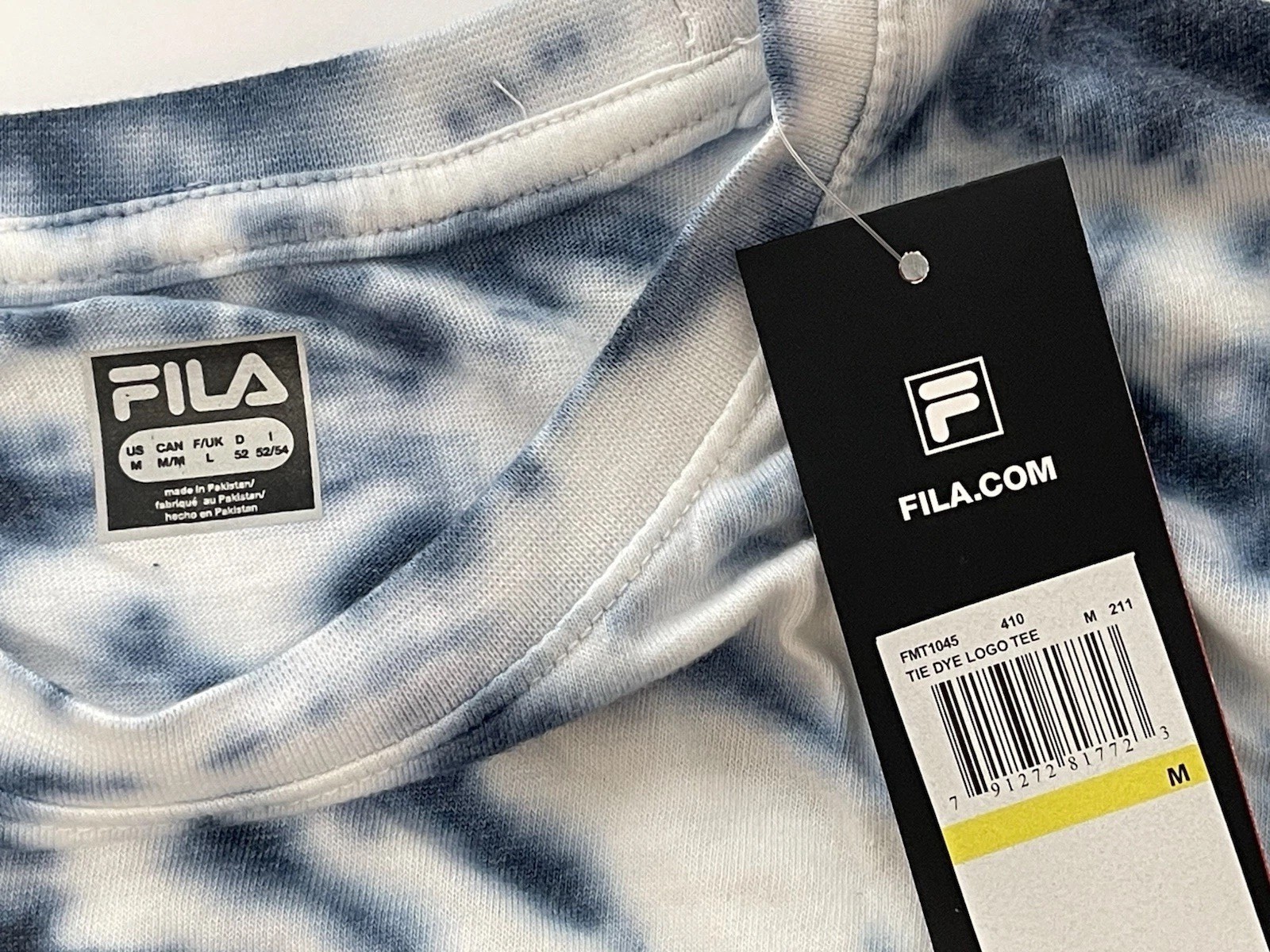 FILA T shirt maglietta uomo media logo scritto tie dye logo blu navy nuova con etichetta