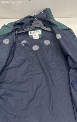 Columbia Womens Green With Blue Inside Hooded Full-Zip Rain Jacket Size Medium - Picture 3 of 7