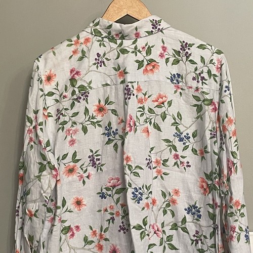Talbots Top 100% Linen Floral Button Down Sz 16 Lightweight Boho Cottagecore - Picture 3 of 12