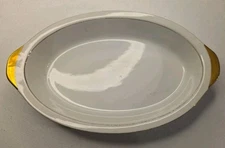 Cook Ware Oven to Table.  Andrea by Sadek.  White & Gold Bands.   10.5" VTG