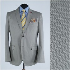 Mens Summer Sport Coat 46R US Size ENGBERS Light Grey Cotton Blazer Jacket