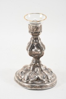 C69K20 Silber Kerzenleuchter mit Gravur Schützenfest 1858 (?)
